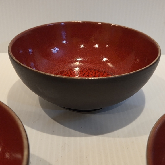 Jars France TOURRON CERISE Cherry Dark Red 5.5” Soup Salad Dessert Bowl Set of 3 - Picture 7 of 14